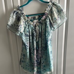 Women's Blue Patterned Top